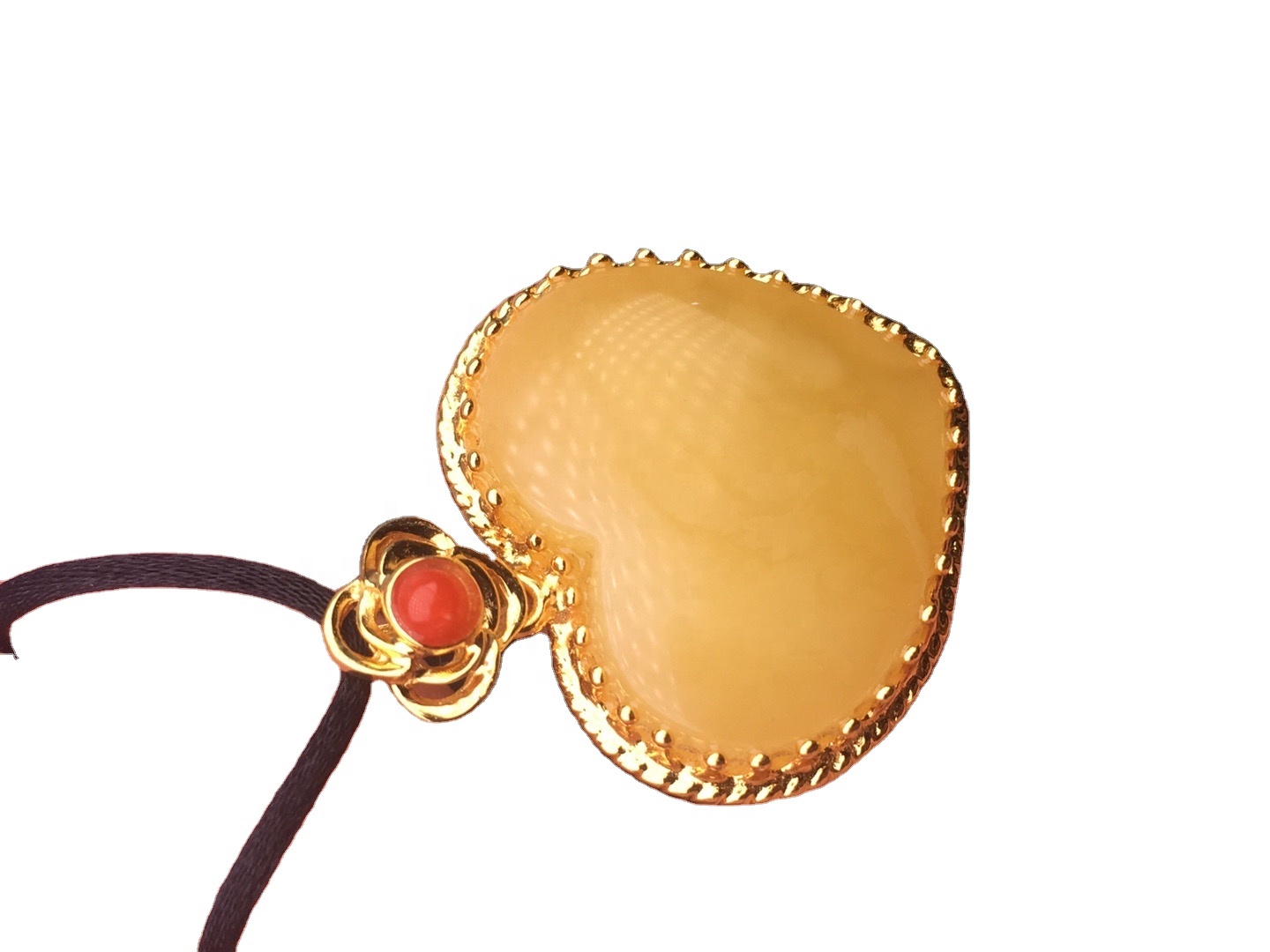 இதய வடிவிலான நன்ஹாங் ஸ்டோன் தங்கம் அம்பர் பதக்கத்தை பூசியது 15