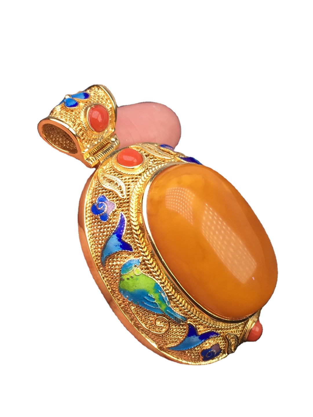 ਨਨਹੋਂਗ ਸਟੋਨ ਗੋਲਡ ਪਲੇਟਡ ਅੰਬਰ ਲਟਕਦਾ ਹੈ 38