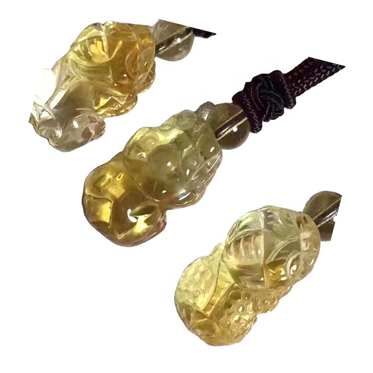 Citrine Quartz Carved Buddha Statue Beadle Beads 36