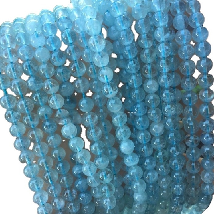 14mm Natural Milky Aquamarine Bolas redondas Perlas sueltas 25
