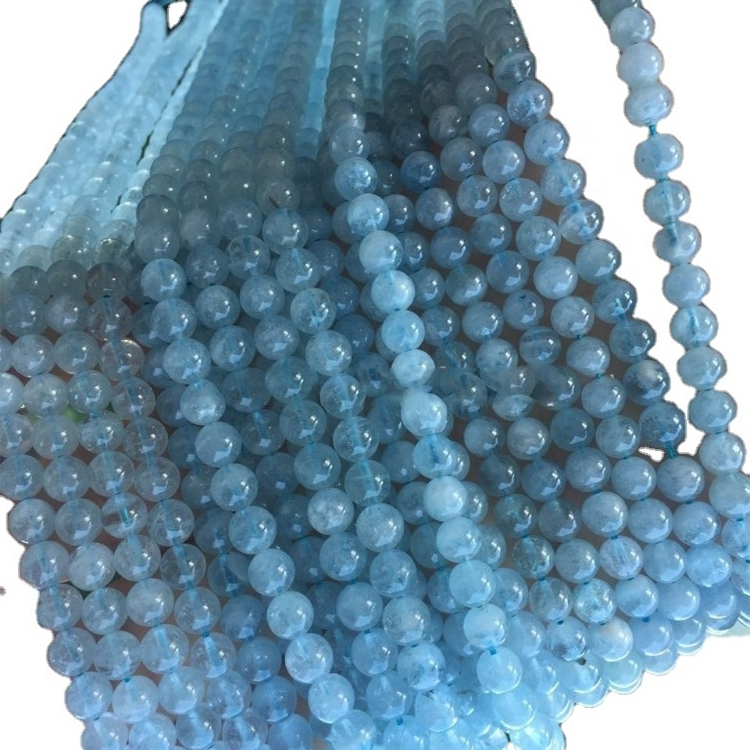 14mm Natural Milky Aquamarine Bolas redondas Perlas sueltas 27