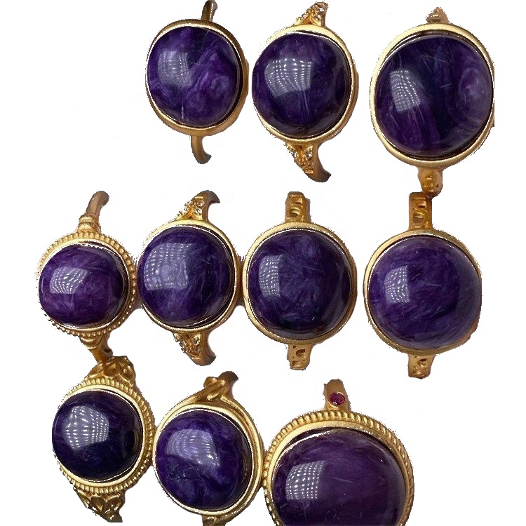 Natuerlike sjarmante charoite ring ovale foarmje kostbere charoite emstone ring sieraden 13