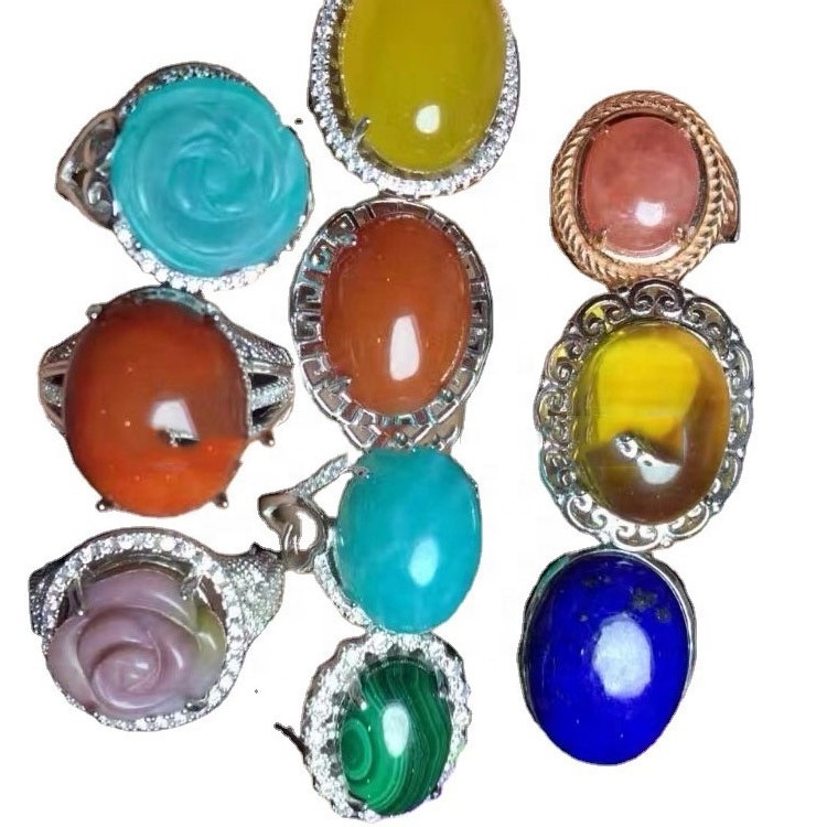 925 حلقه سنگ قبر نقره ای عمده فروشی 38