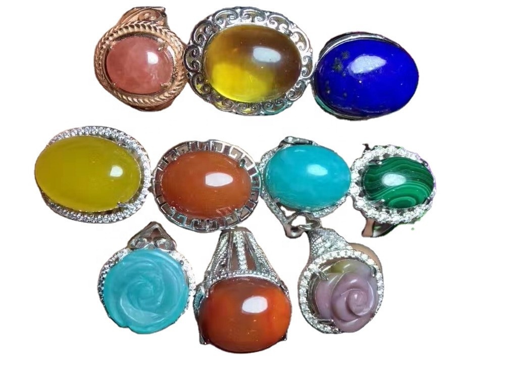 925 حلقه سنگ قبر نقره ای عمده فروشی 36