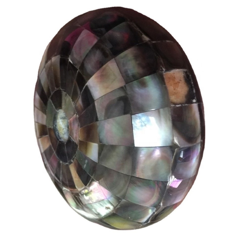 Paua Shell + MOP Mosaic Charker Forma redonda Beads 38