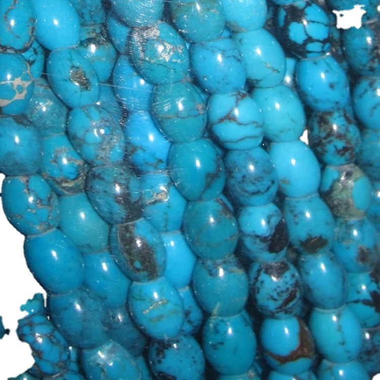 Super Top High Quality Natural Arizona Turquoise Glat Drum Shape Perler Engrospris 39