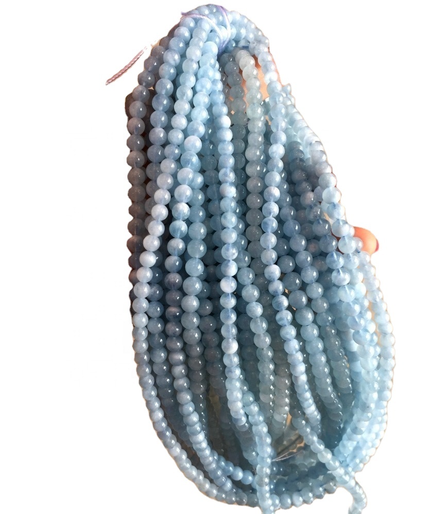 Calibrado Lácteo Aquamarine Contas redondas de pedra solta Fai por xunto 39