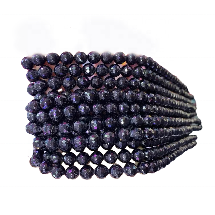 Cuentas de granate rojo vino Piedra preciosa natural Micro Facetada Redondo Perlas sueltas 38