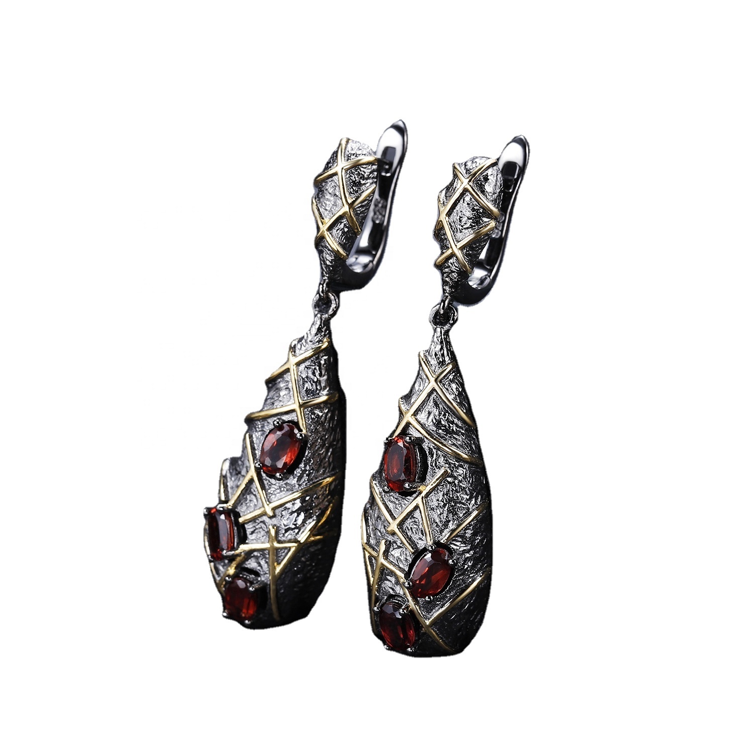 Pozłacane kolczyki rubinowe 38