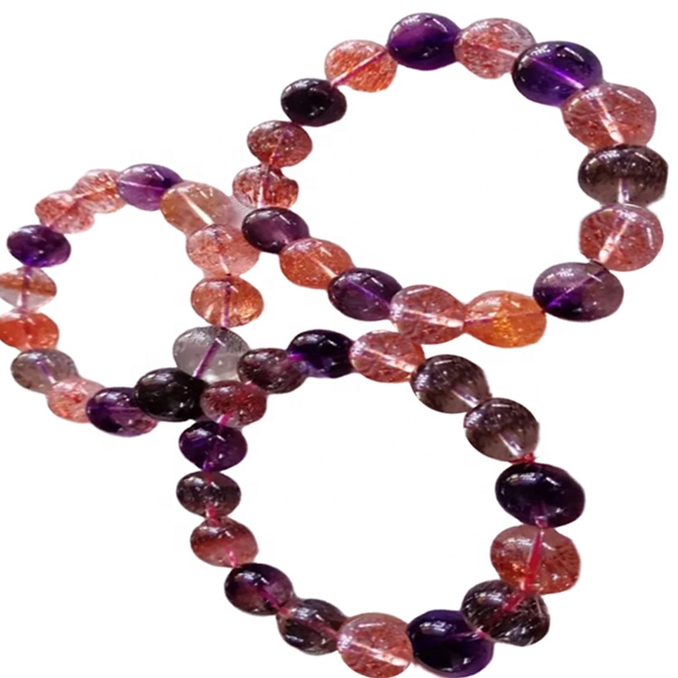 Crveni rutilirani kvarcni okrugli oblik perle narukvice nakit čine veleprodaju prilagodljive narukvice 13