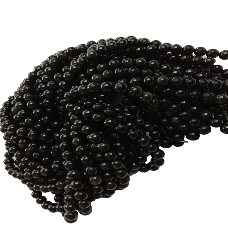 ನೈಸರ್ಗಿಕ ಆಬ್ಸಿಡಿಯನ್ ಮಣಿಗಳು ಸ್ಟ್ರಿಂಗ್ಸ್ ಜೆಮ್ಸ್ಟೋನ್ ಪುರುಷರು ಮತ್ತು ಮಹಿಳಾ ಆಭರಣಗಳು ಮಣಿಗಳಿಂದ ಕೂಡಿವೆ 13