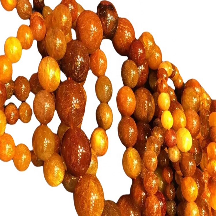 ಕೆಂಪು rutilated Quartz ಮಣಿಗಳು ಸ್ಥಿತಿಸ್ಥಾಪಕ ಕಂಕಣ ರತ್ನದ ಮಣಿಗಳು ಕಸ್ಟಮೈಸ್ ಚಿನ್ನದ ಲೇಪಿತ / ಬೆಳ್ಳಿ ಕಂಕಣ 15