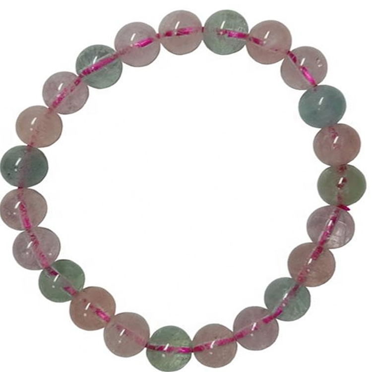 Groothandel ware natuurlike snoep kleure Morganite krale armband strek ronde krale edelsteen 15