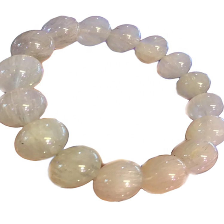 Faceted Apple Cut Helmet Valkoinen Rutaticated Quartz Gemstone Rannekorut Muokattavat rannekkeet 15