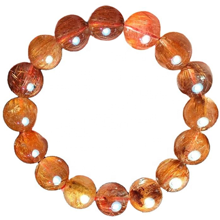 Flokët e artë ruturated kuarc gur gur i çmuar rrumbullakët rruaza shtrirje byzylyk 15