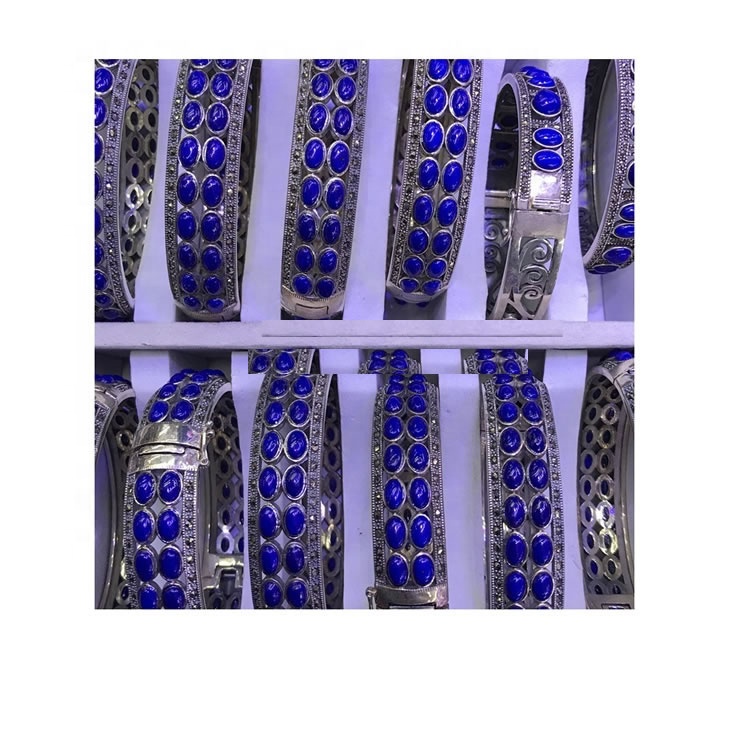 Tee hulgimüük Looduslik labis Lazuli 925 Sterling Silver Bangles Ehted 36