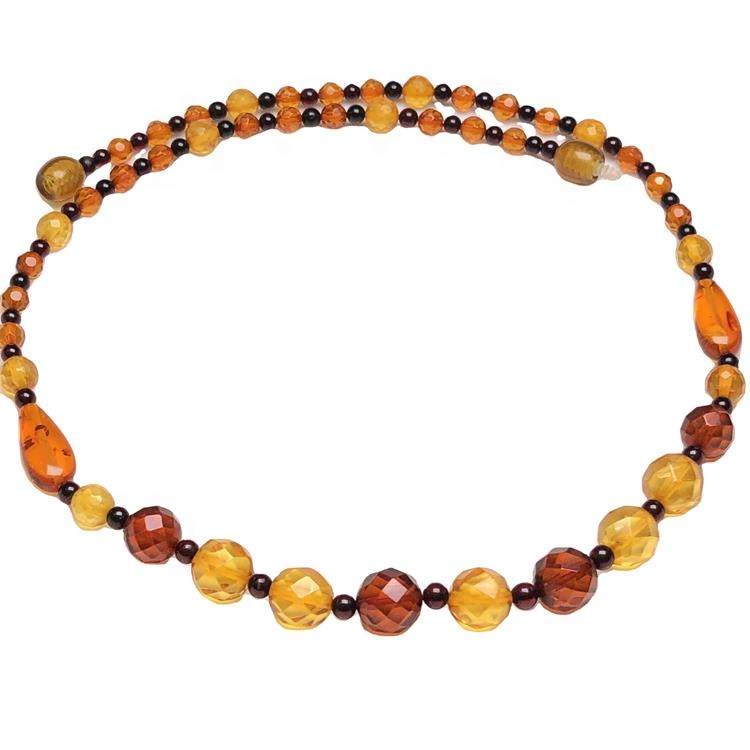 Siste populære smykker Natural Amber Beaded Halskjede 36