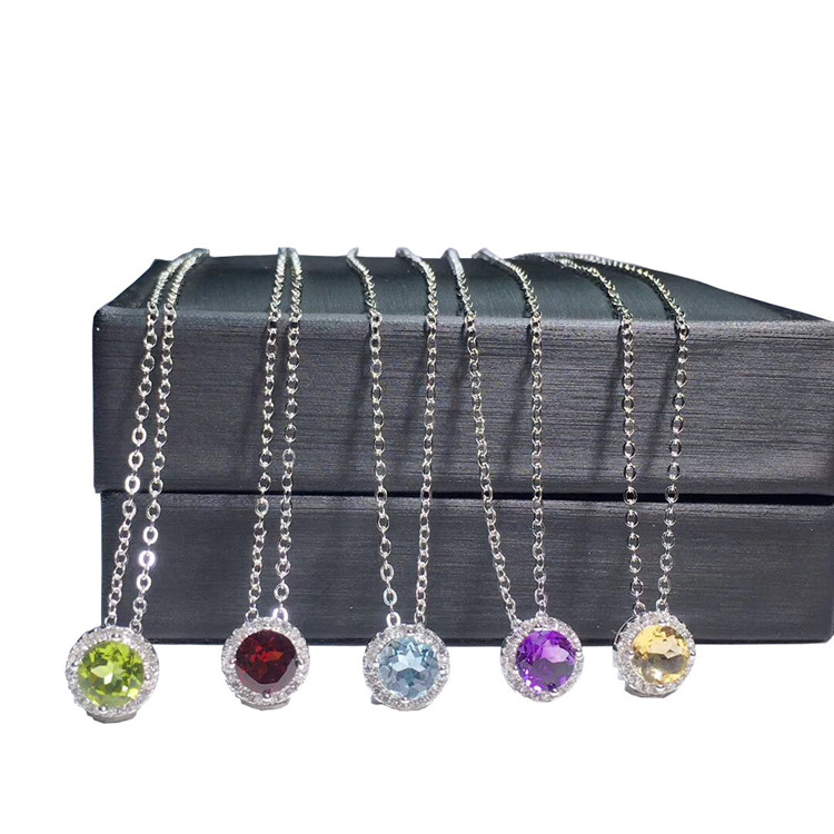 Natural Multicolor Tourmaline Natural Gemstone Loket Kalung Cute Link Girl Gift Barang Kemas Hadiah 45