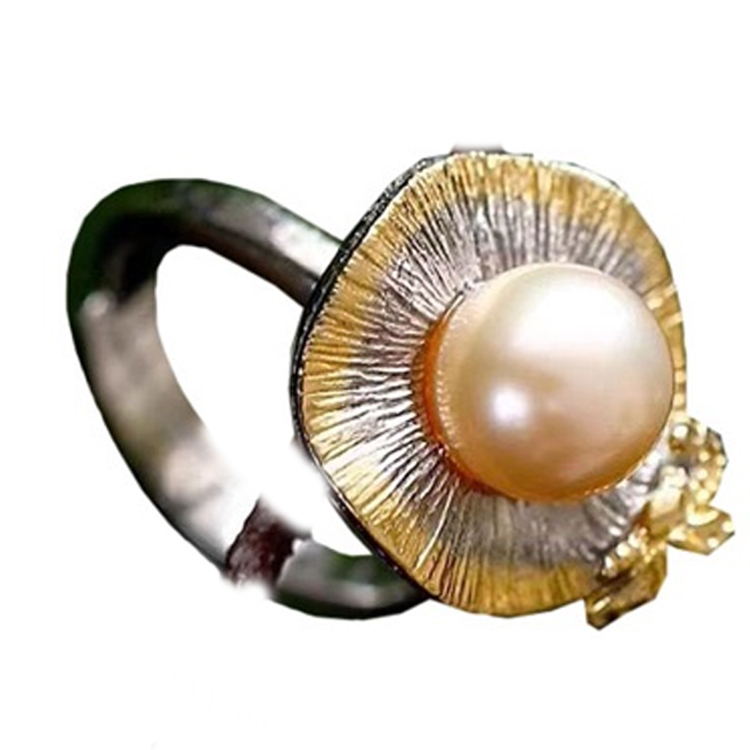 Естествен елегантен перлен пръстен скъпоценен камък 16