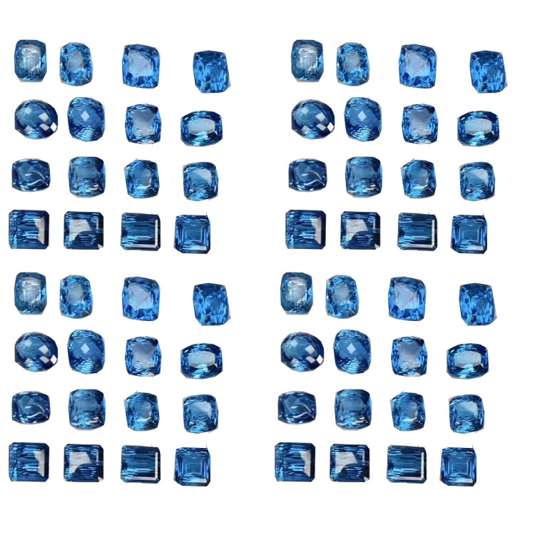 100% Natural Blue Topaz Cabochons Loose Gemstone Partihandel 22