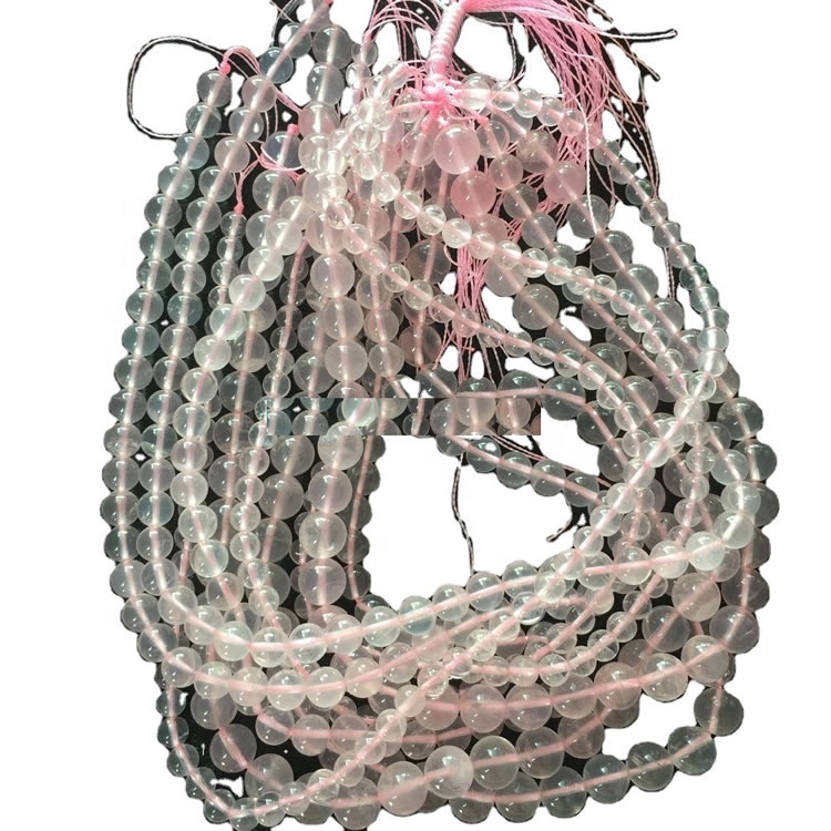 ಹ್ಯಾಂಡ್ಮೇಡ್ ರೌಂಡ್ ರೋಸ್ ಕ್ವಾರ್ಟ್ಜ್ ಕ್ರಿಸ್ಟಲ್ ಮಣಿಗಳಿಂದ ನೆಕ್ಲೆಸ್ ಫಾರ್ ಸಗಟು 18