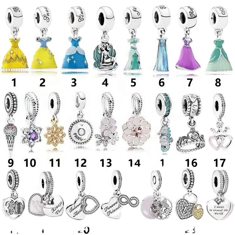 Hot 1 pcs pesona manik-manik cocok untuk perak kalung gelang liontin rantai 31