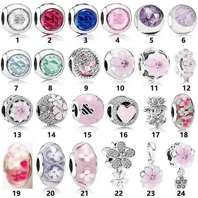 Hot 1 pcs pesona manik-manik cocok untuk perak kalung gelang liontin rantai 33