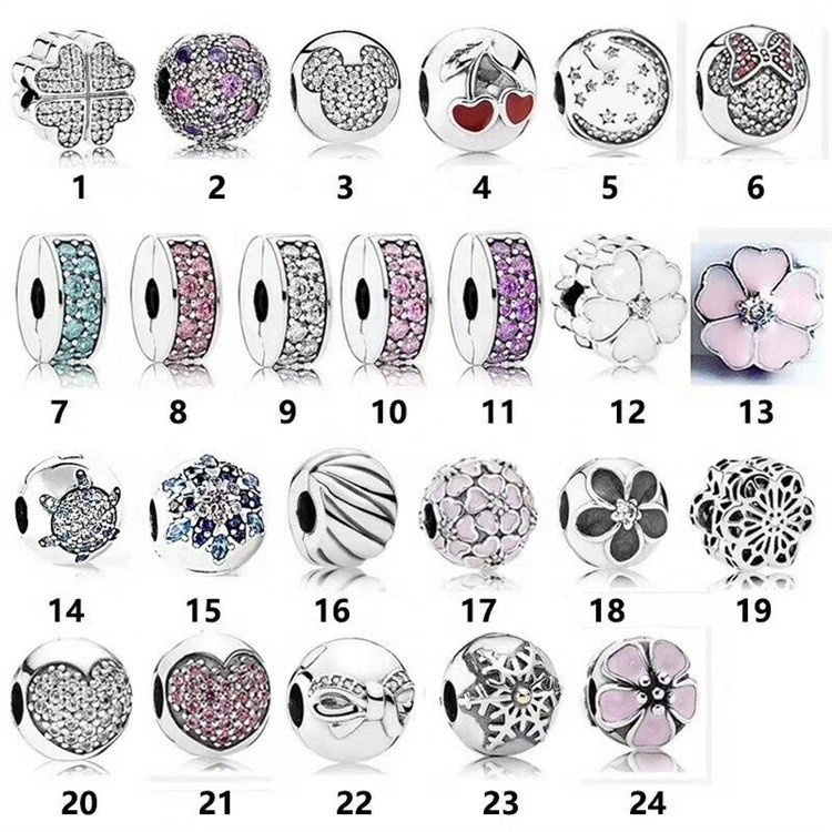 Hot 1 pcs pesona manik-manik cocok untuk perak kalung gelang liontin rantai 35