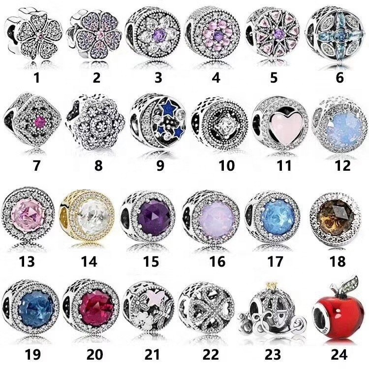 Hot 1 pcs pesona manik-manik cocok untuk perak kalung gelang liontin rantai 37