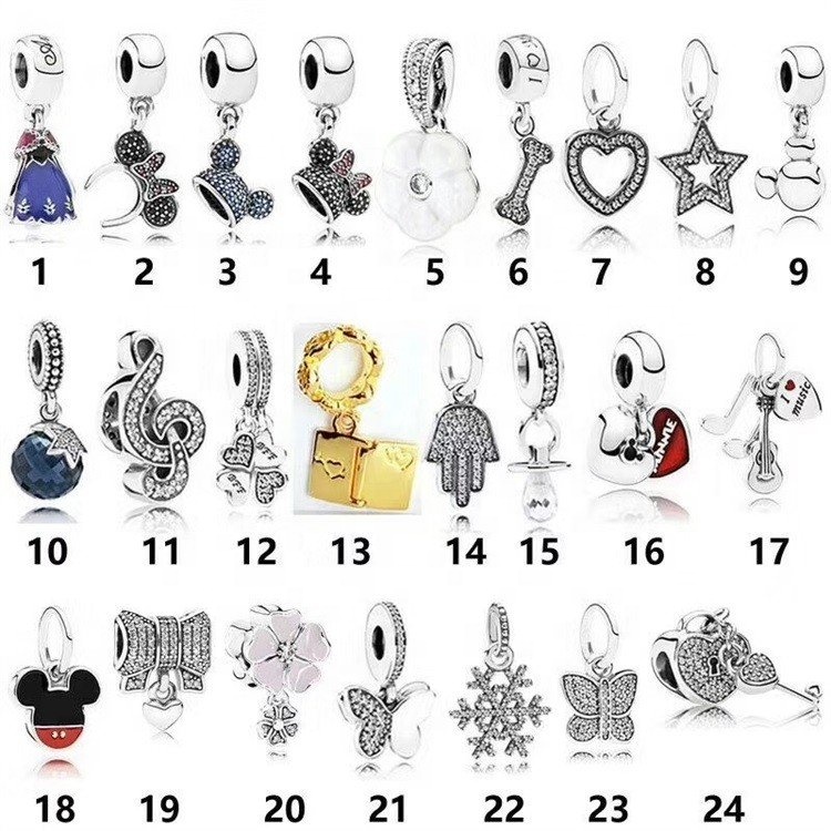 Hot 1 pcs pesona manik-manik cocok untuk perak kalung gelang liontin rantai 39