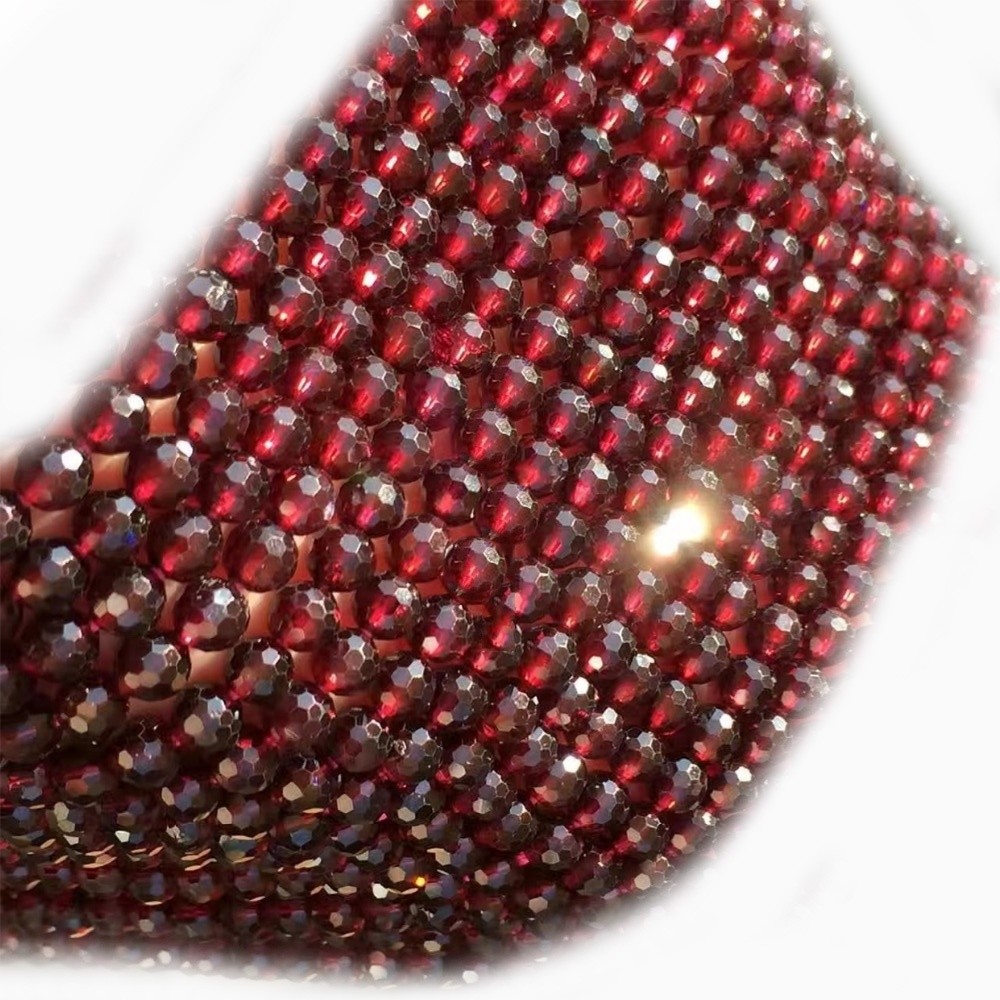 Garnet rotondo sfaccettato perline sfaccettati naturali 3-6 mm di gatto rubino occhio rosso caldo 24