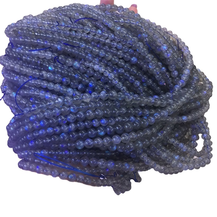 Naturlig Grå Labradoritt Round Shape Perler Gemstone Strings 9