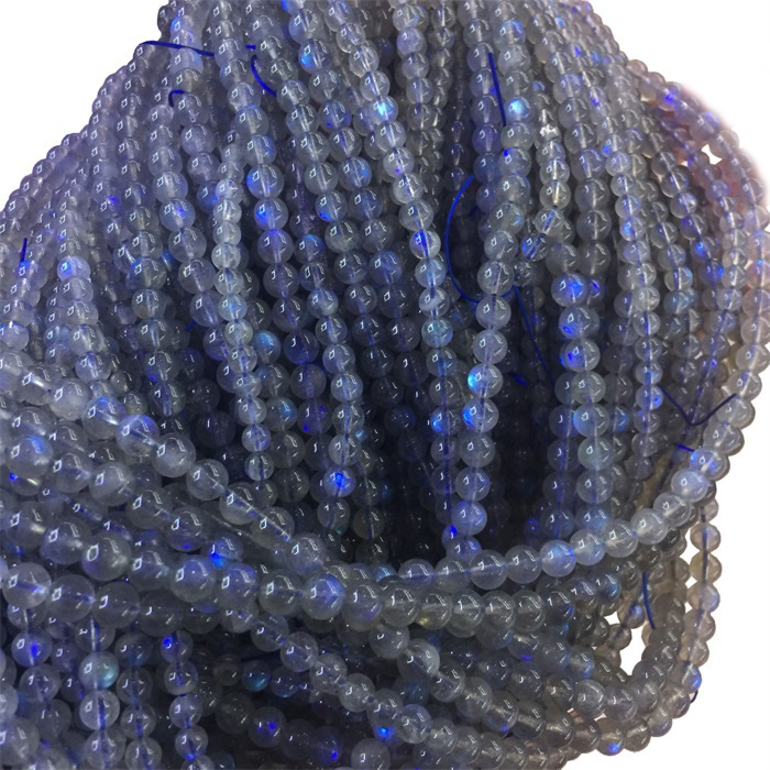 Naturlig Grå Labradoritt Round Shape Perler Gemstone Strings 15