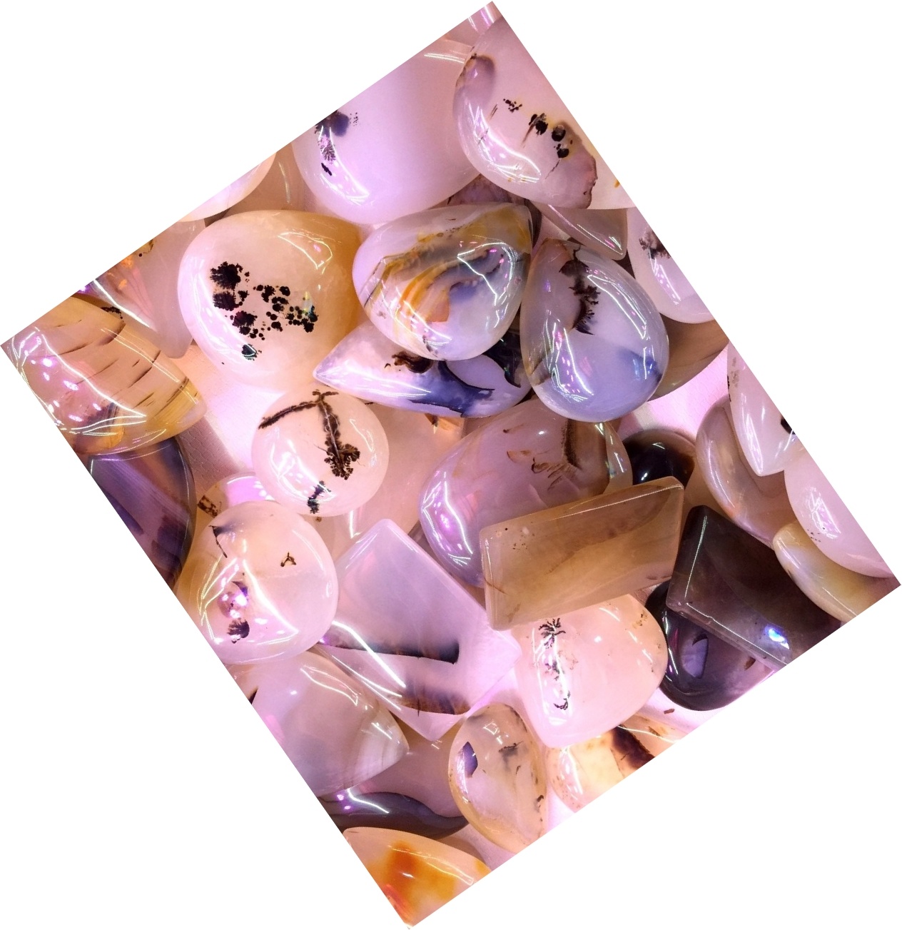 Cherry Blossom Agate Pear Cherry Blossom Agate Flower Agate Cabochon Loose Gemstone 41