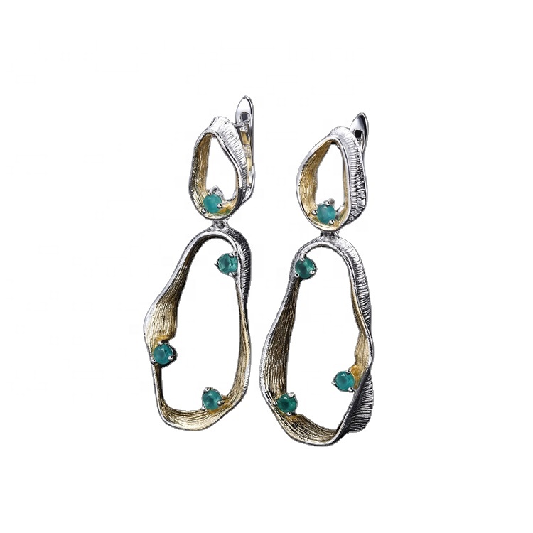 Новае прыбыццё ювелірных вырабаў серыі 925 Sterling Silver Natural Natural Blue Quartz жанчыны \ 's Drop завушніцы 41