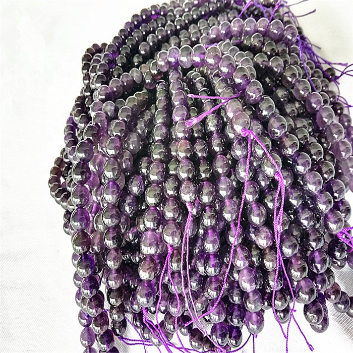 Природни аметист кружни монистра енергија скапоцен камен лабава монистра за правење накит 17