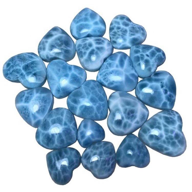 Prirodno srce Oblik LARIMAR Cabochon Glatki Gemstone Vrh prekrasan Blue Lirimar Gemstone 40