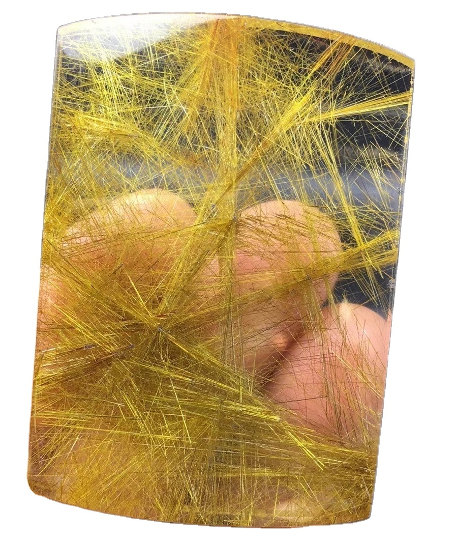 Amazing Natyrore të Verdhë Rutilated kuarc Cabochon me cilësi të lartë të verdhë Rutile Gemstone Handcraft Loose Stone 41