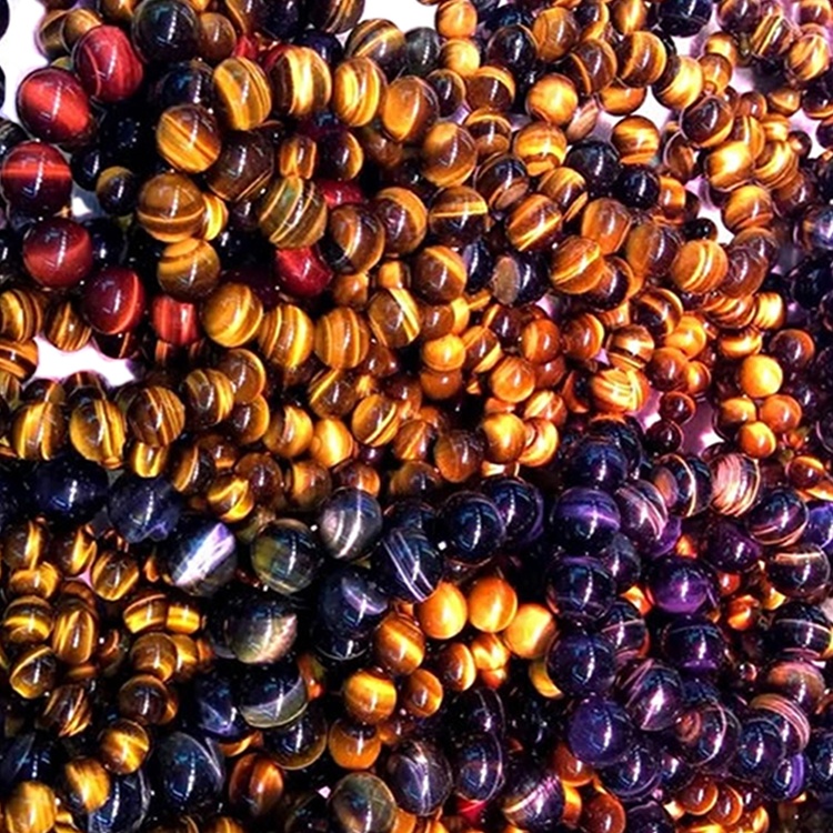 Nýr tíska Men's Style Natural Bule Litur Tiger Eye Round Perlur Armbönd Gerðu heildsölu 40