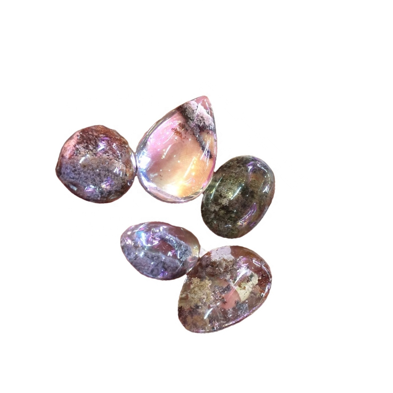 Natural Lodolite Garden Quartz Cabocho Loose Gems Stone Phantom Quartz Pear Shape 41