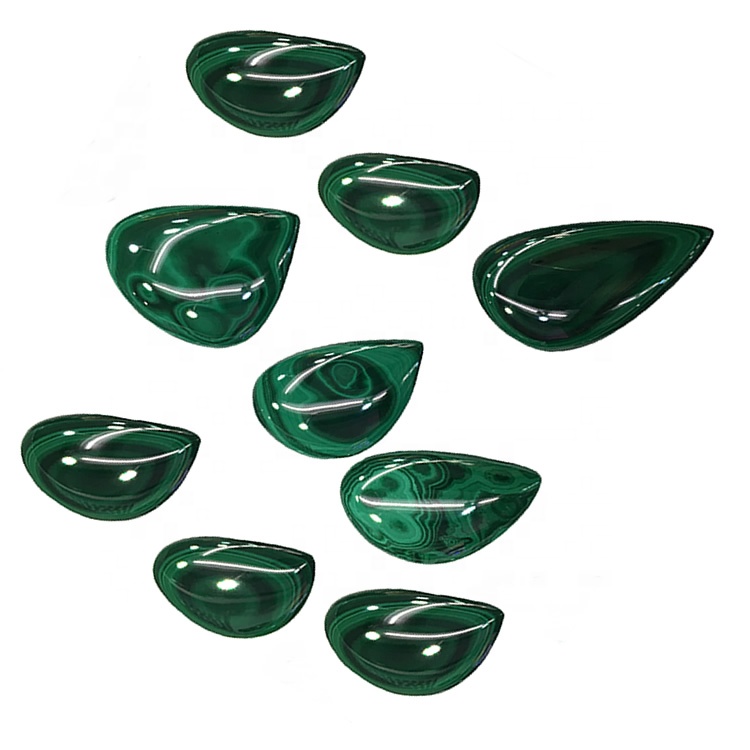 Pear Natural Malachite Cabochon Lot calibrada llàgrima de llàgrima de llàgrima malaquita de pedra de pedra solta Cabochona de pedra preciosa 40