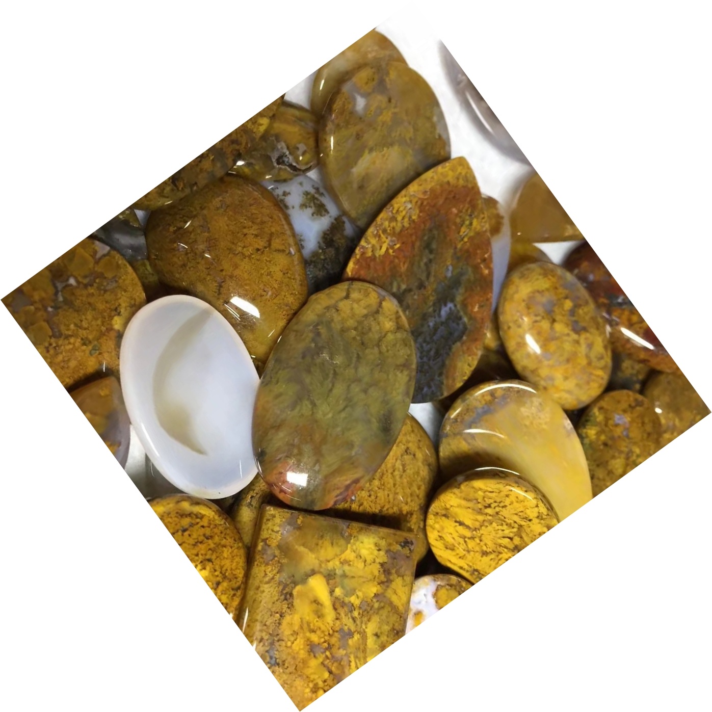 Жолта мов агат cabochon мов агат камен природен скапоцен камен cabochon овален агат 40