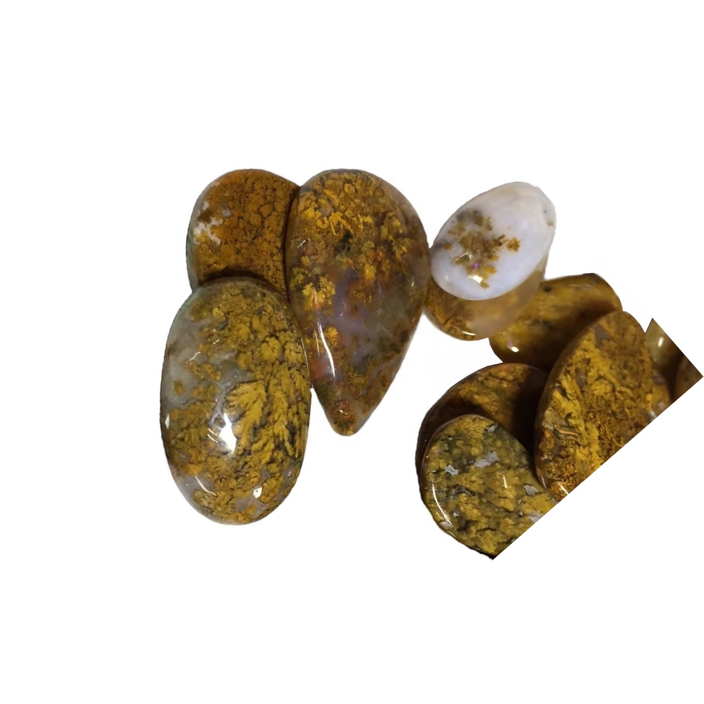 Natyrisht Agate Cabochon Natyrore Yellow MOSS Agate Gemstone Moss Agate JWelyery 40