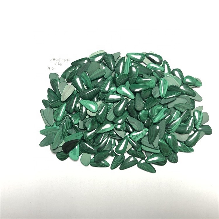 Green Malachite Gemstone Cabs Natural Pear Formal Malachite Cabochon Loose Gemstone 17