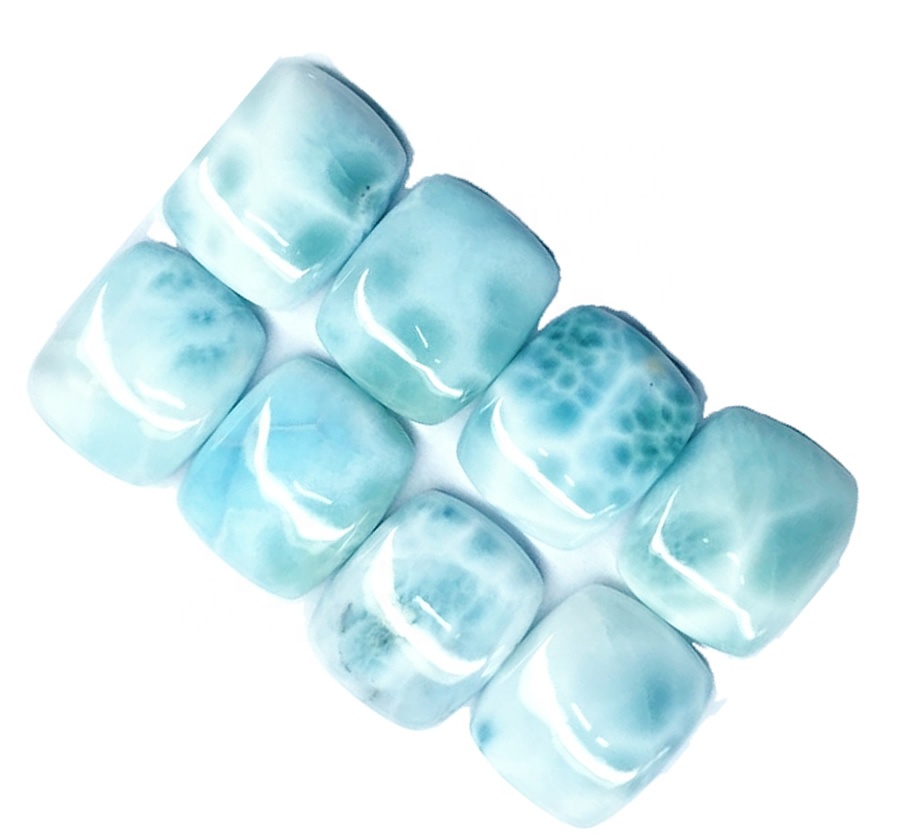 Larimar Natyrore Cabochon Flat Back Rectangle Formë e bukur Larimar Cabs Guretë 40