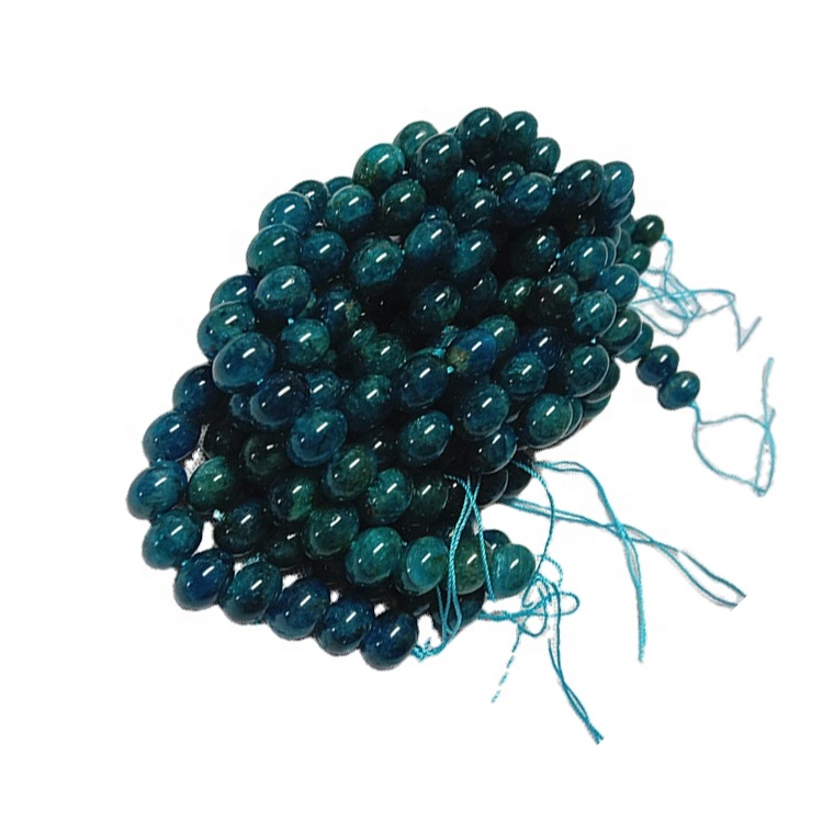 Природен апатит 3а круг облик монистра мазни и сини скапоцени камења жици 17