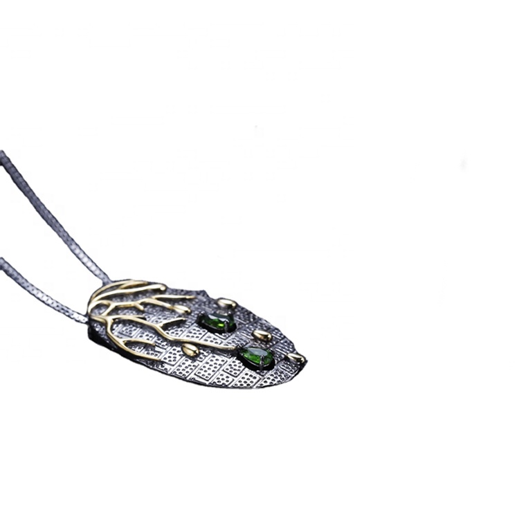 Viridis smaragdo pendant cum auro patella vinculum. Nigrum Aurum Women Necklace. Anniversary dona. Dies natalis donorum. Valentine \ 's diem Donum 17