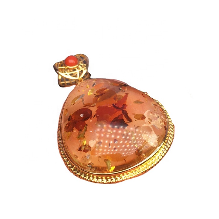 10 mm arany méz borostyán szféra medál nyaklánc 14k arany töltött vagy sterling ezüst ékszerek aranyban 28