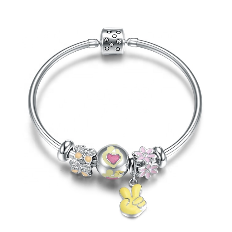 Neue Mode Womens 925 Sterling Silber Armband Gelb & Weißes Gold Finish Armband 17