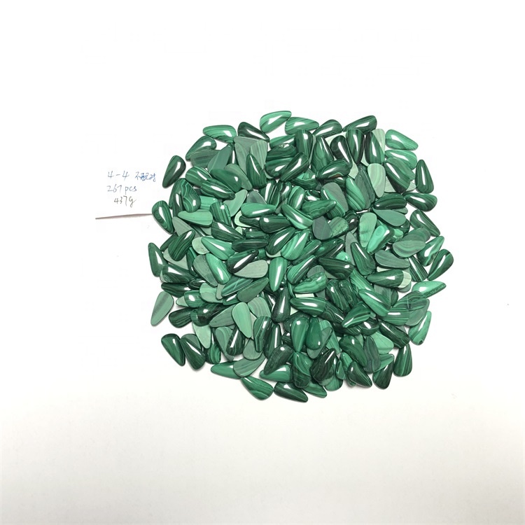 Malachit körte Cabochon Természetes malachit kalibrált síkback ékszerek 41